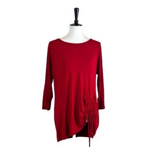 Westport Tee Shirt Side Tie Scoop Neck 3/4 Sleeves Red Women’s Size Large